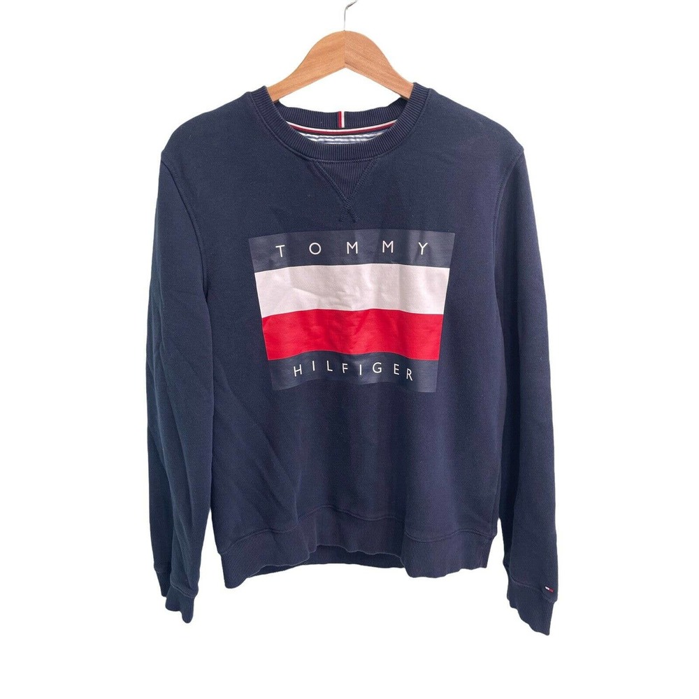 Tommy Hilfiger Navy Sweatshirt with Red and White Logo
